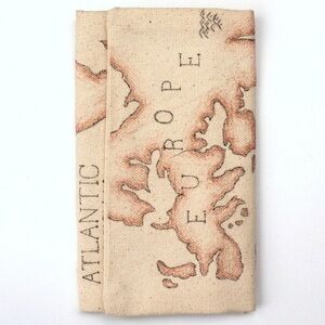 Trifold wallet hand drawn wold map men's for him